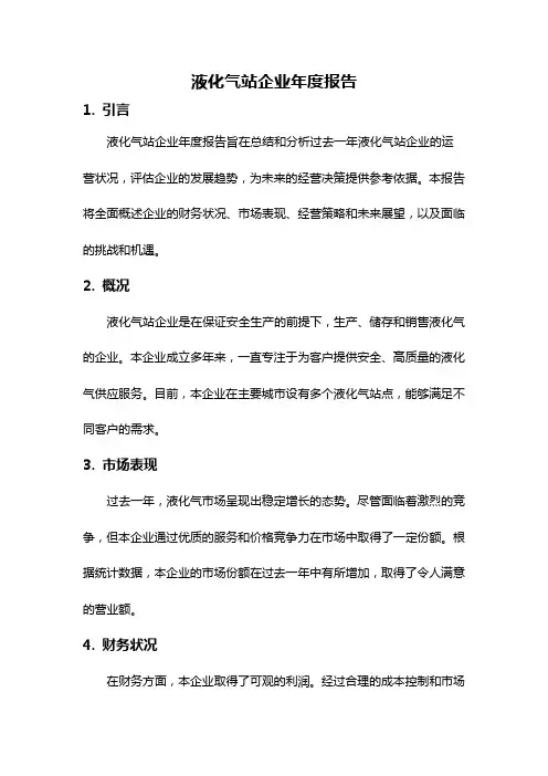 液化气站企业年度报告
