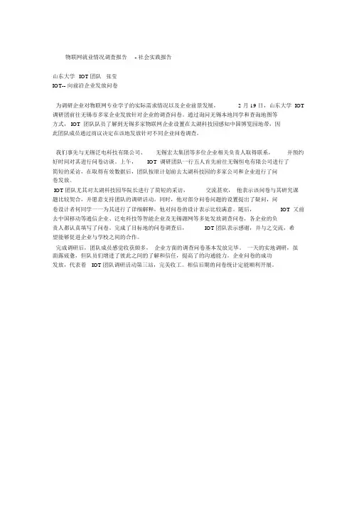 物联网就业情况调查报告-社会实践报告
