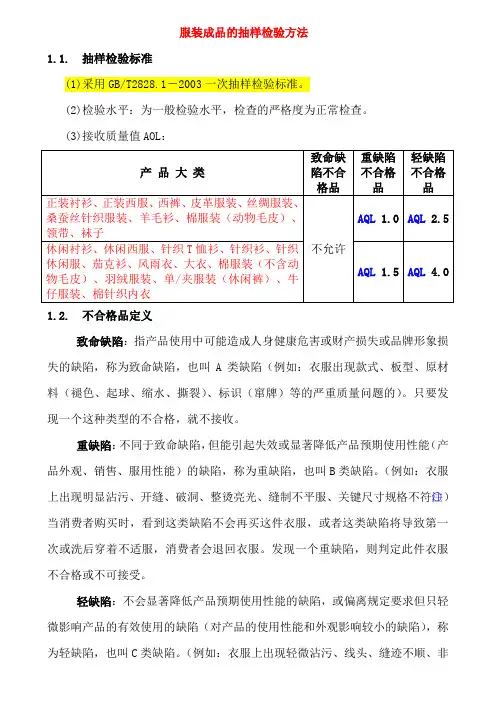 ★服装成品抽样检验方法