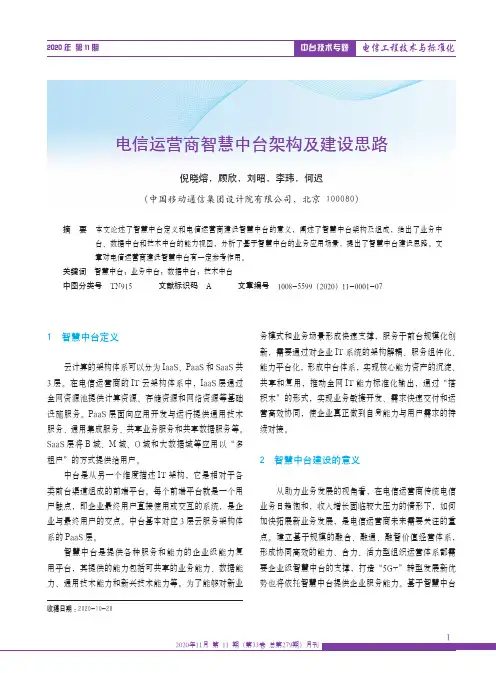 电信运营商智慧中台架构及建设思路