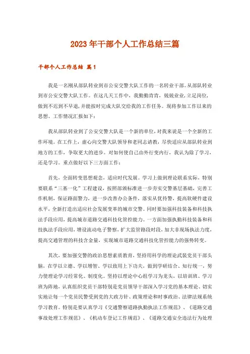 2023年干部个人工作总结三篇