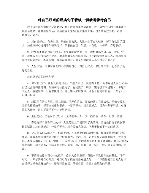 对自己好点的经典句子看淡一切就是善待自己