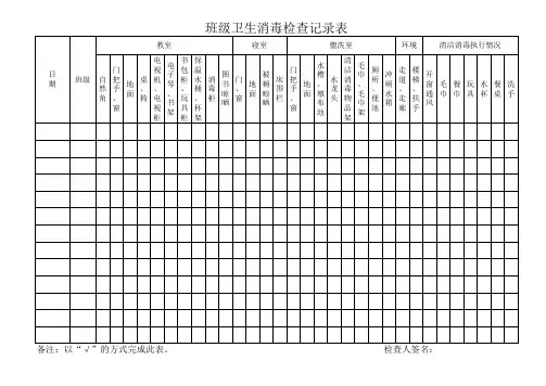 班级卫生消毒检查记录表