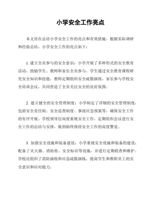 小学安全工作亮点