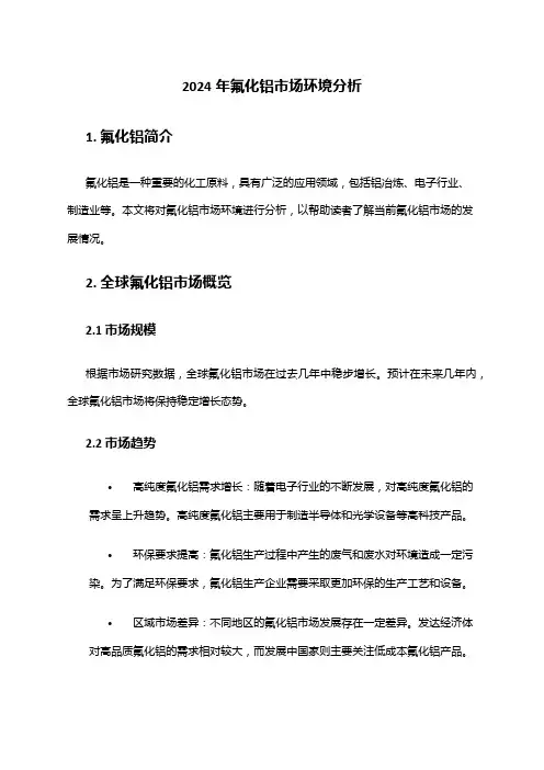 2024年氟化铝市场环境分析