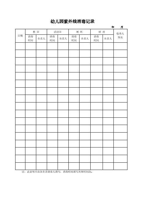 幼儿园紫外线消毒记录(3个表)