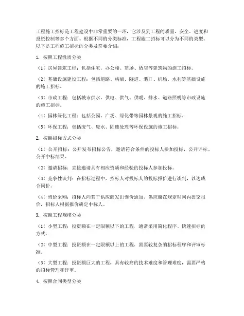 工程施工招标分类