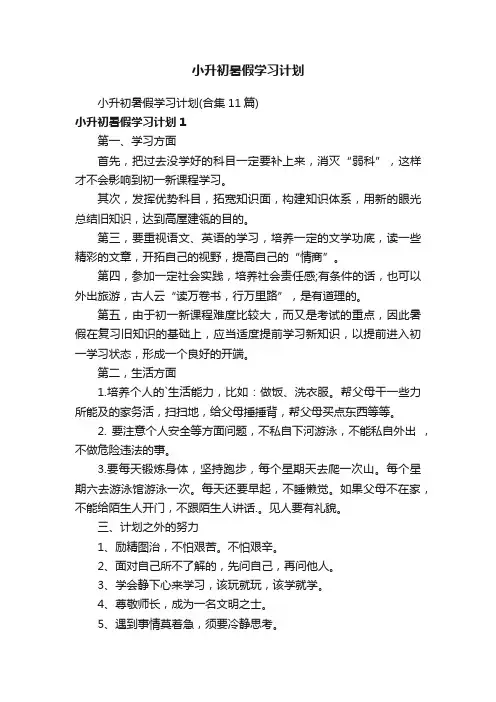 小升初暑假学习计划