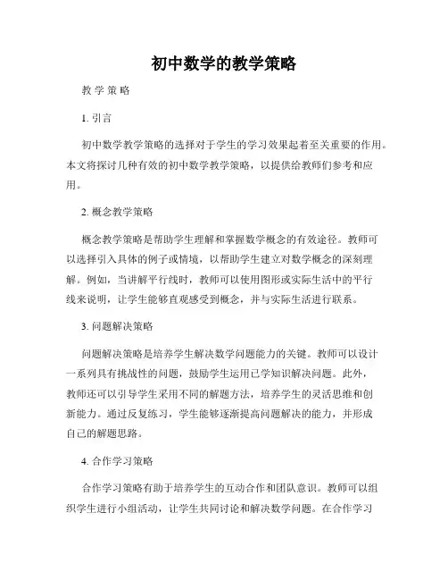 初中数学的教学策略