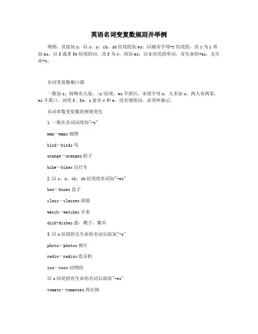 英语名词变复数规则并举例