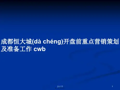成都恒大城开盘前重点营销策划及准备工作 cwb学习教案