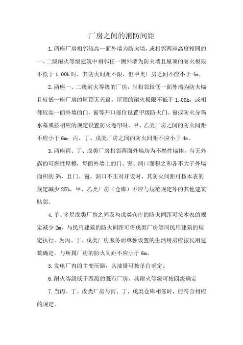 厂房之间的消防间距