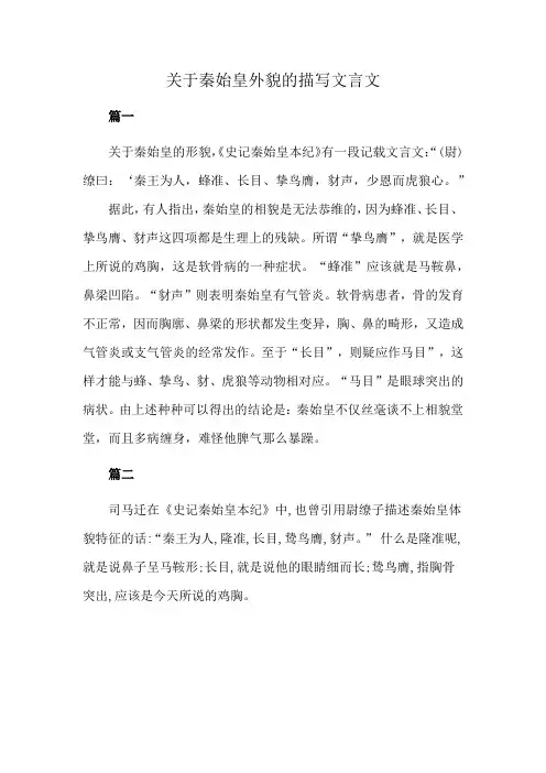 关于秦始皇外貌的描写文言文