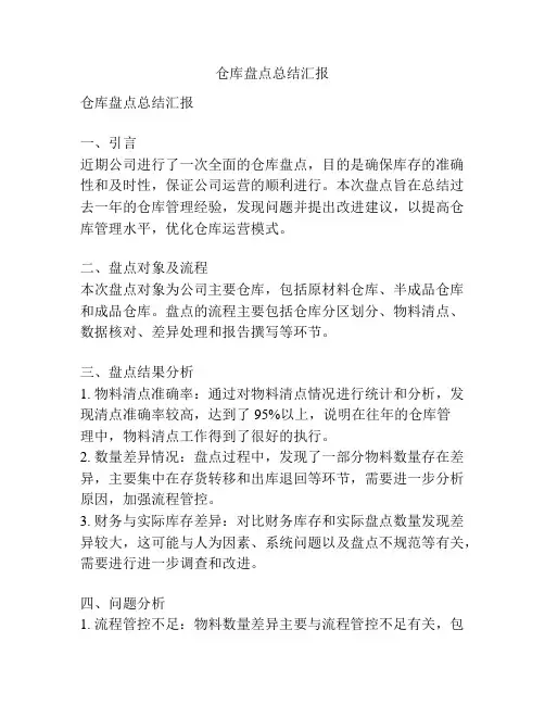仓库盘点总结汇报