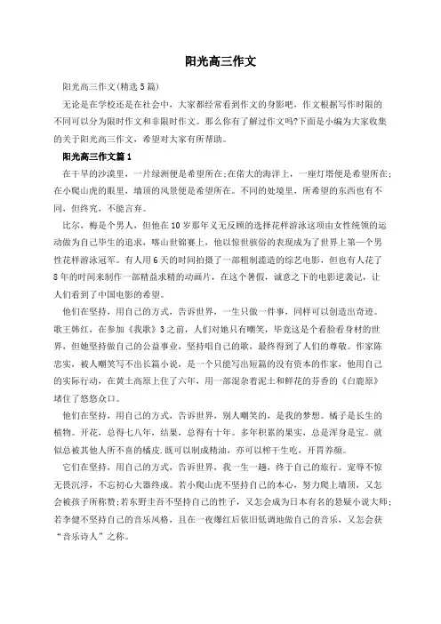 阳光高三作文