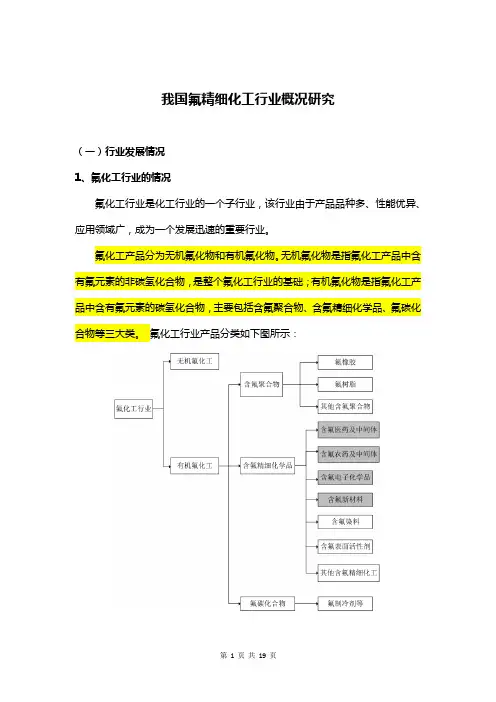 我国氟精细化工行业概况研究