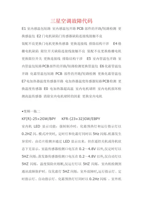 三星空调故障代码大全