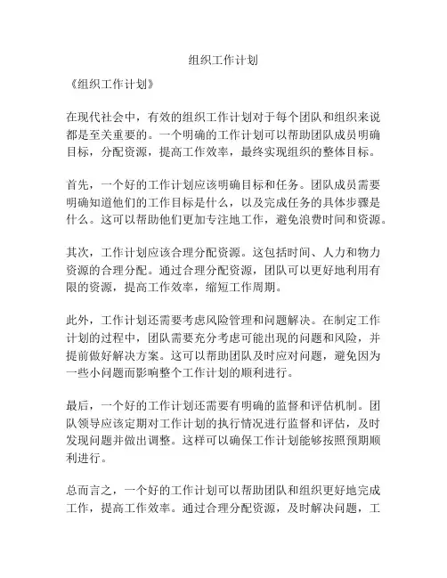 组织工作计划