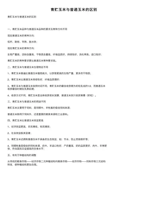 青贮玉米与普通玉米的区别