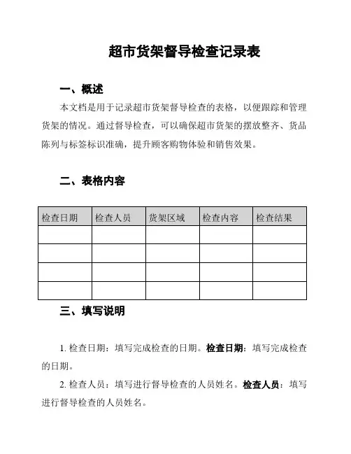 超市货架督导检查记录表