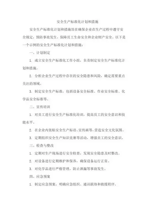 安全生产标准化计划和措施