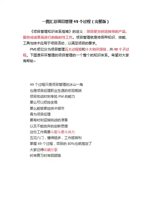 一图汇总项目管理49个过程（完整版）