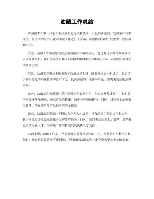 油藏工作总结