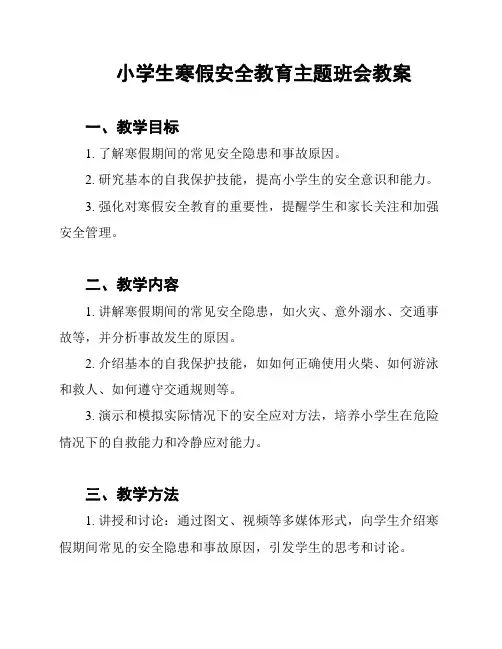 小学生寒假安全教育主题班会教案