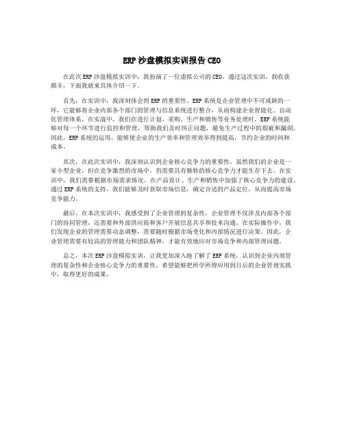 ERP沙盘模拟实训报告CEO