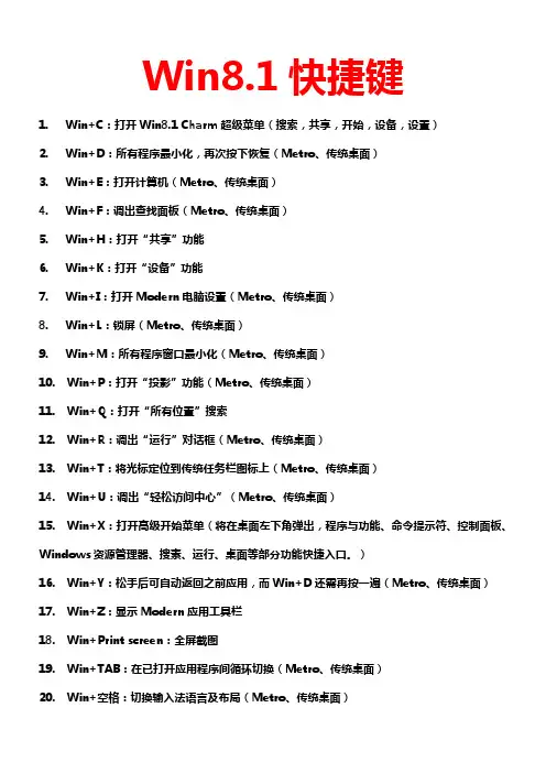 Win8.1快捷键
