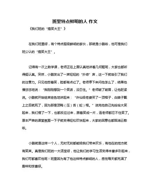 班里特点鲜明的人 作文