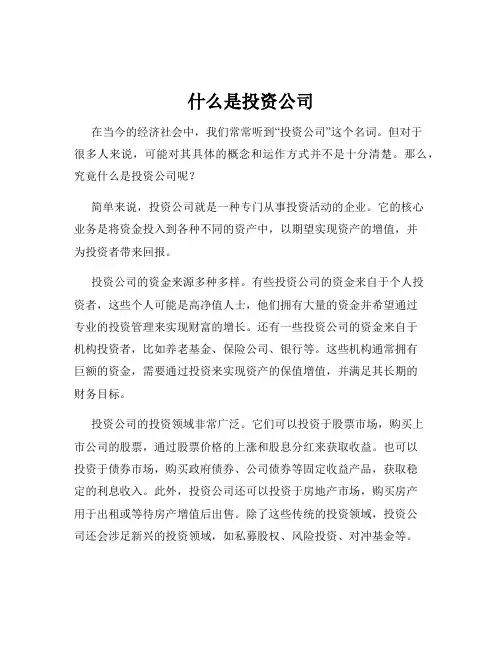 什么是投资公司