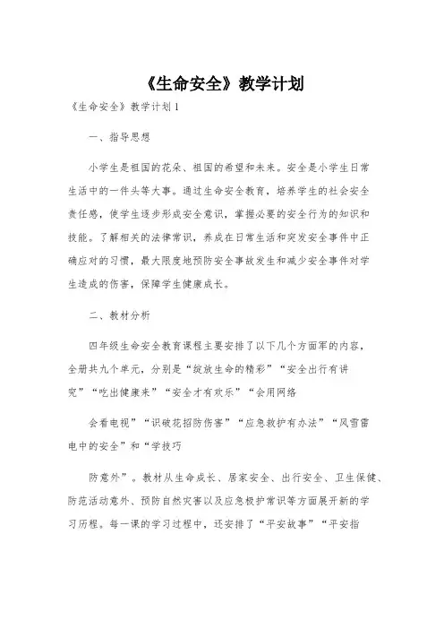 《生命安全》教学计划