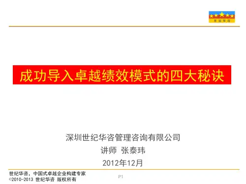 成功导入卓越绩效模式的四大秘诀