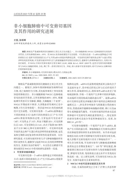 非小细胞肺癌中可变剪切基因及其作用的研究进展