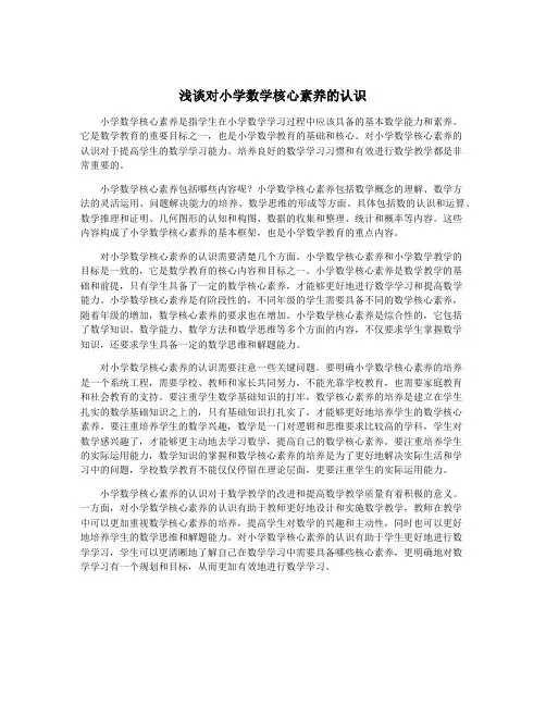 浅谈对小学数学核心素养的认识