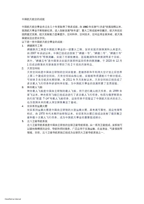 中国航天航空的成就