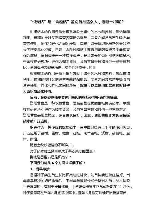 “枳壳砧”与“香橙砧”差别竟然这么大，选哪一种呢？