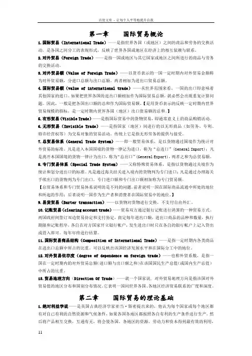国际贸易与金融名词解释