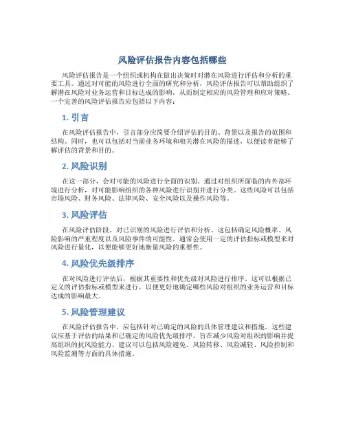 风险评估报告内容包括哪些