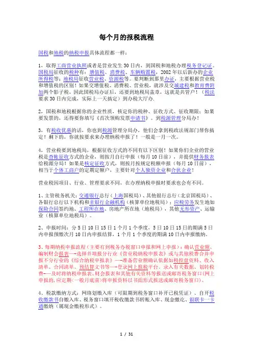 每个月的报税流程
