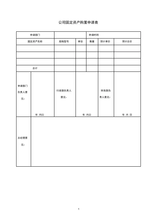 (完整版)固定资产管理表格大全