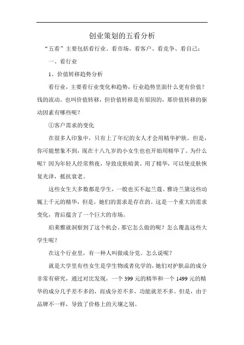创业策划的五看分析