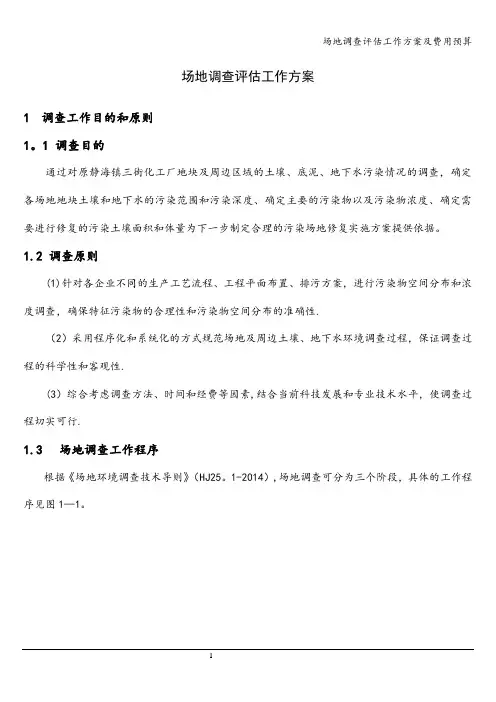 场地调查评估工作方案及费用预算