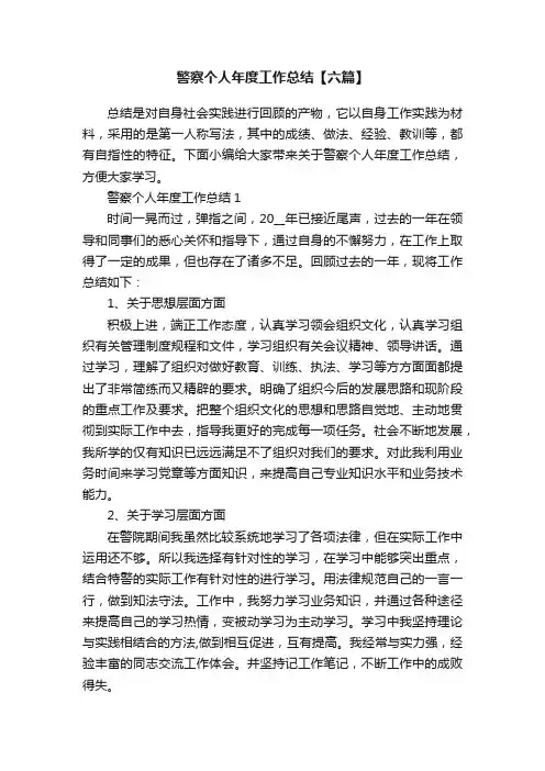 警察个人年度工作总结【六篇】