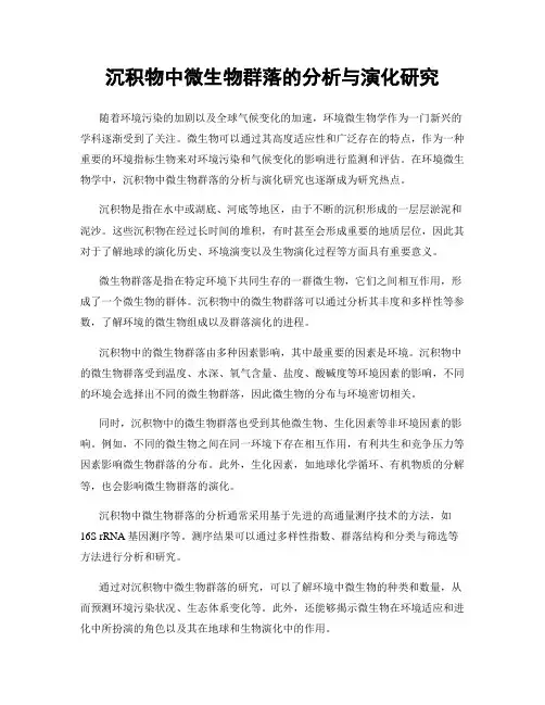 沉积物中微生物群落的分析与演化研究