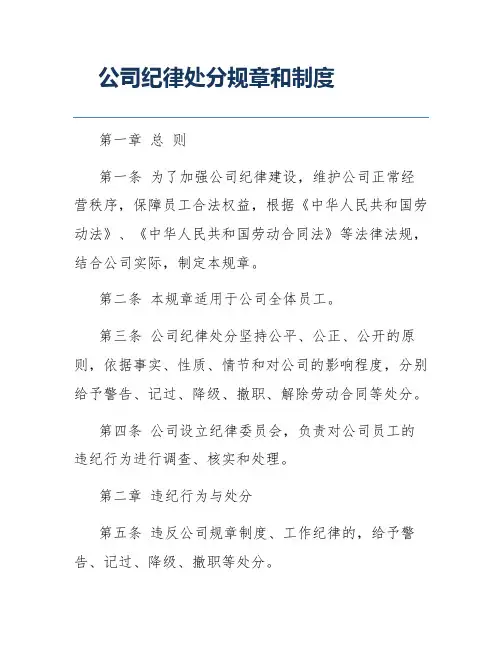 公司纪律处分规章和制度