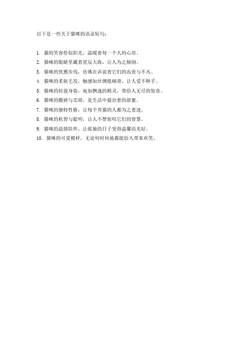 关于猫咪的语录短句
