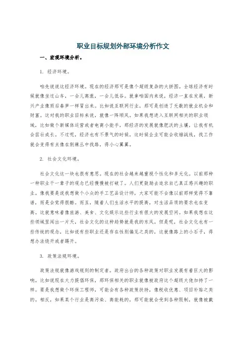 职业目标规划外部环境分析作文