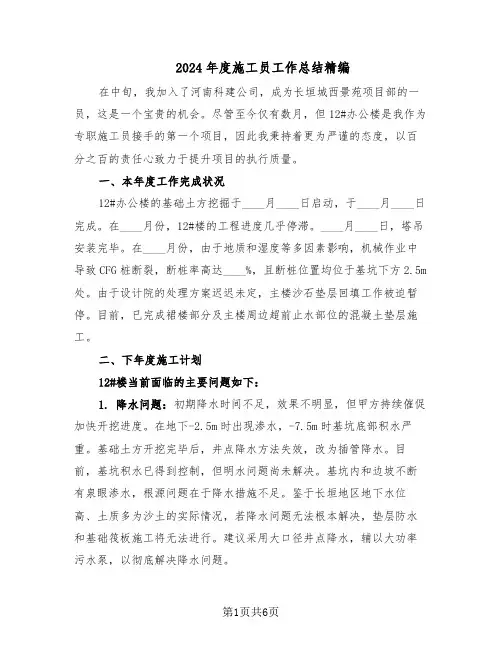 2024年度施工员工作总结精编（3篇）